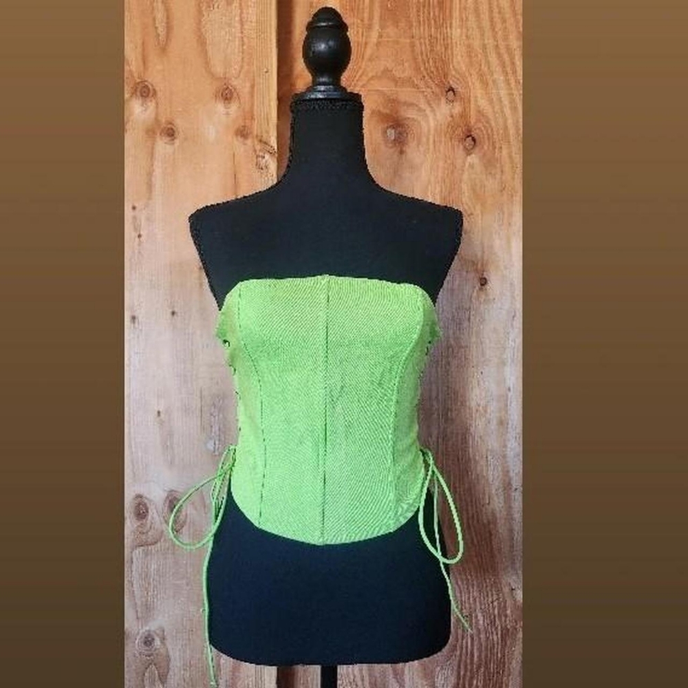 SHEIN Green Bustier Tie Front Crop Top BUY1 GET1 FREE